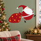 Santa holding a gift sack with yellow stars, red-and-white printed die-cut decal