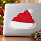 Santa Claus hat sticker with red body and white fluffy brim trim