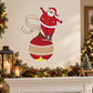 Santa Claus swinging on a red Christmas ornament wall sticker illustration