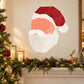 Origami-style Santa head sticker with red hat and white beard