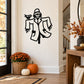 Scarecrow and bird wall decal, black outline graphic