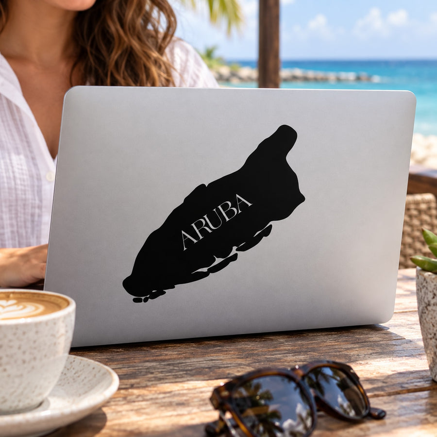 Aruba Decal — illustrative vinyl decal application mockup. Surrounding objects are not included.
