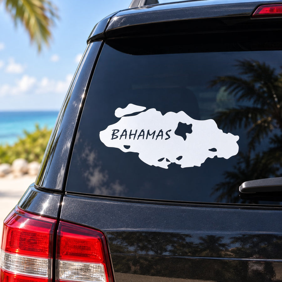 Bahamas Decal — illustrative vinyl decal application mockup. Surrounding objects are not included.