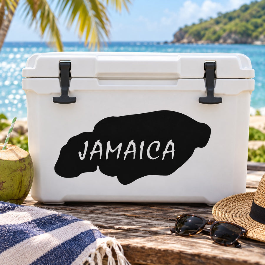 Jamaica Decal — illustrative vinyl decal application mockup. Surrounding objects are not included.