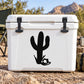 White hard cooler with black cactus and hand decal