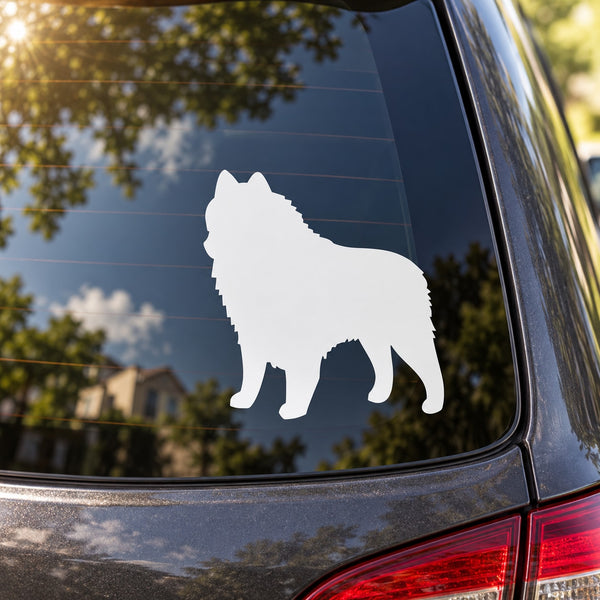 Schipperke dog silhouette decal, white