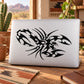 Black tribal scorpion decal sticker on white rectangular backing