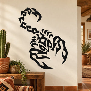 Black abstract scorpion decal with angular geometric lines