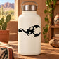 White bottle with black scorpion decal centered on the front
