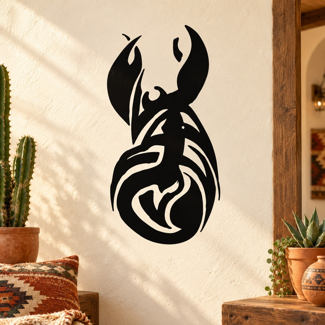 Black scorpion swirl wall decal