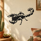 Black walking scorpion decal with arched tail and detailed clawed legs