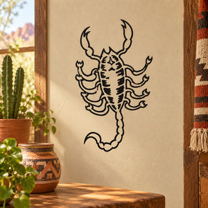 Scorpion decal sticker, black spread-arms scorpion design