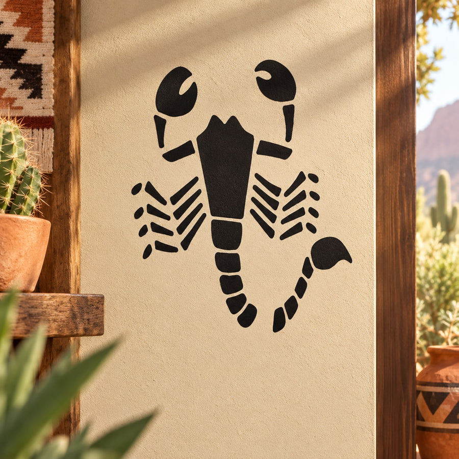 Roman scorpion decal with black skeleton-style scorpion silhouette