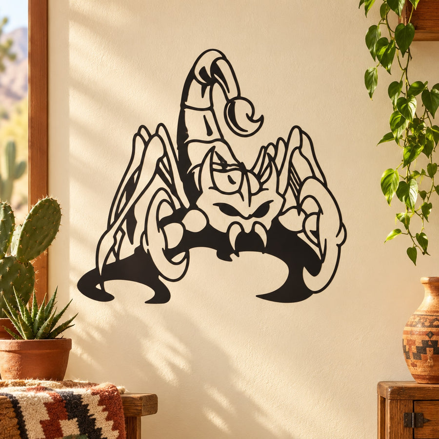 Black scorpion cartoon outline decal with claws raised