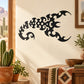 Black flame scorpion wall decal with ornate scroll pattern