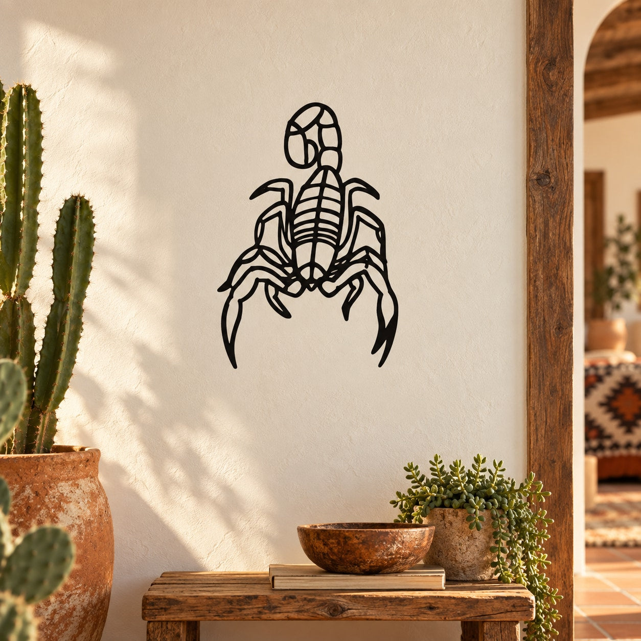 Black outline scorpion sticker with raised tail design
