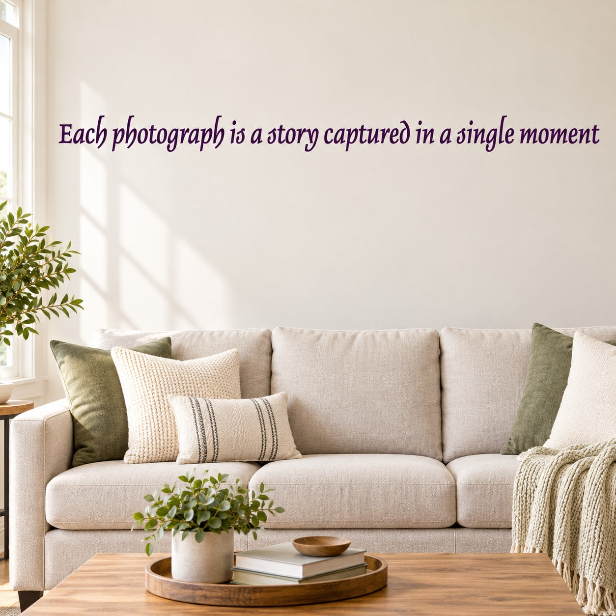 Wall decal with quote: “Each photograph is a story captured in a single moment”