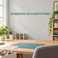 Heart-themed wall decal with teal text: 'Scrapbooks are a work of Heart'