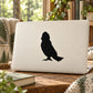 Black screech owl silhouette decal on light laptop lid
