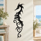 Black spiny seahorse wall decal with ornate tribal style tail