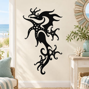 Black leafy seadragon and seahorse wall decal silhouette