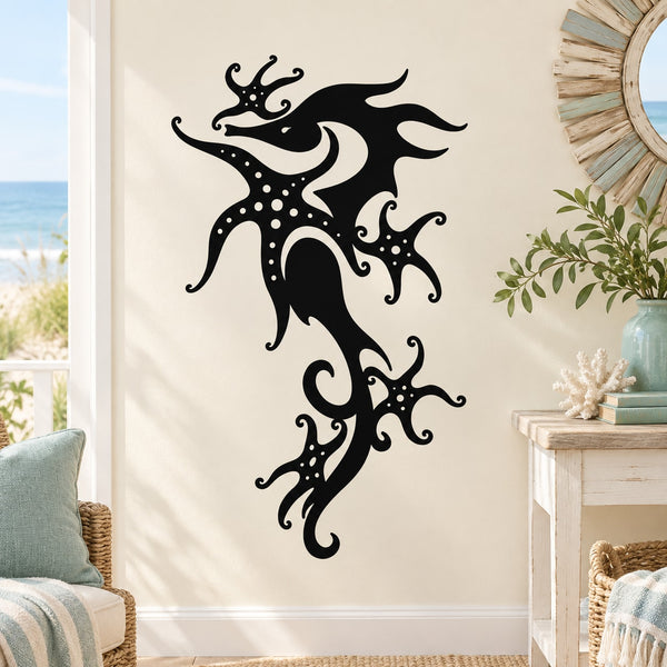 Black leafy seadragon and seahorse wall decal silhouette