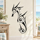 Black seahorse wall decal with ornate swirl and spiral details