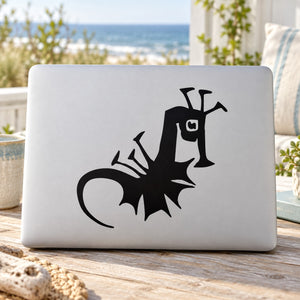 Kids abstract seahorse decal, black silhouette on light background sheet