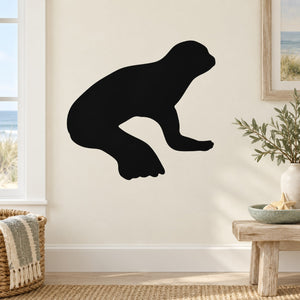 Reclining seal wall decal, black silhouette