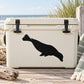 Black diving seal silhouette decal on white cooler