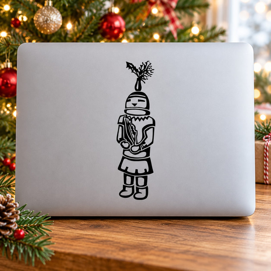 Nutcracker vinyl decal with a black nutcracker figure on a light background