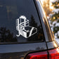 White double present decal with gift boxes and flower on car window