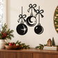 Black hanging baubles vinyl wall decal with three ribbon bows and ornament shapes
