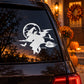 White witch flying broom car window vinyl decal sticker