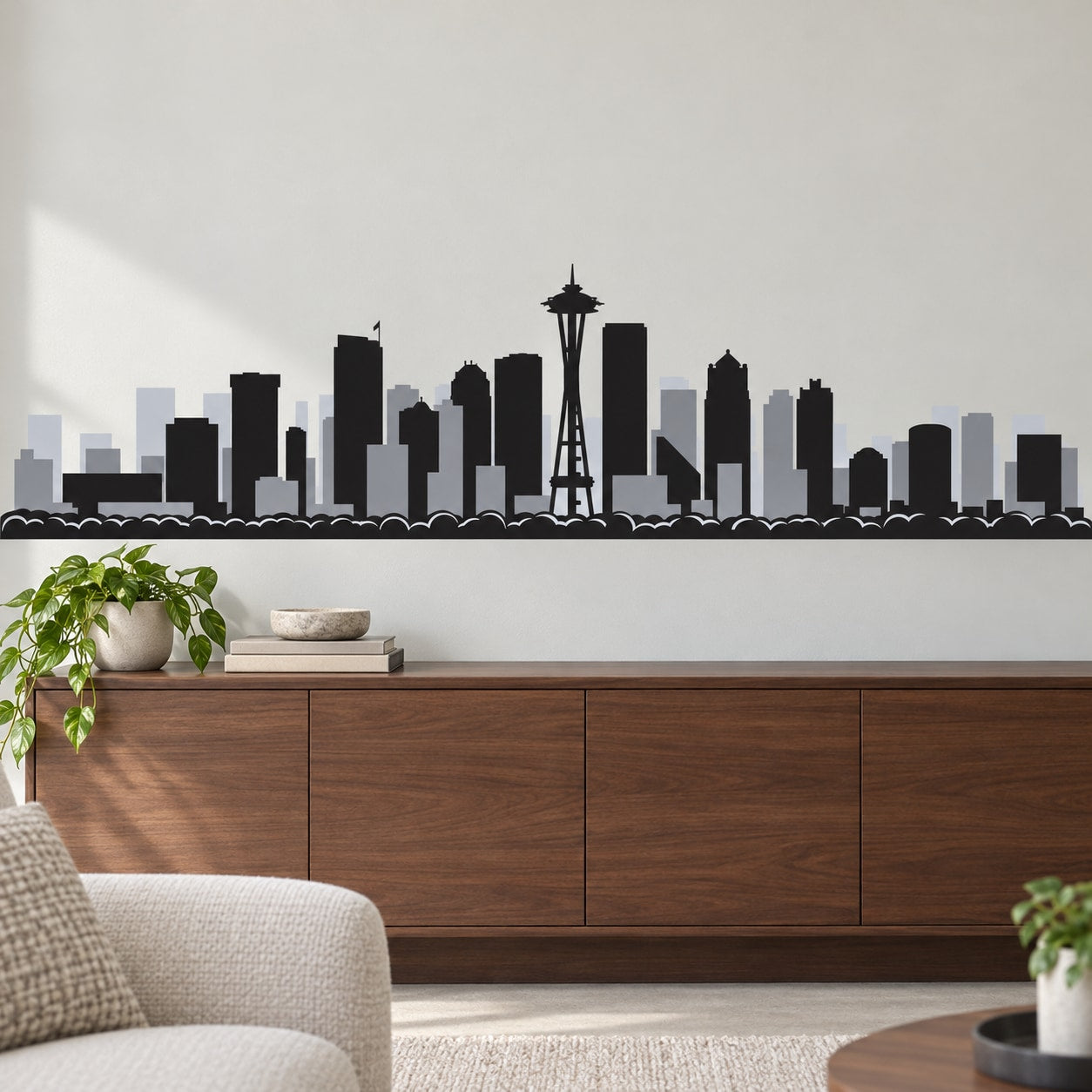 Seattle skyline wall sticker with Space Needle silhouette