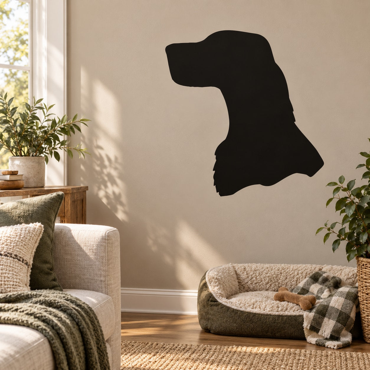 Black English setter head silhouette wall decal
