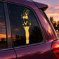 Car window decal featuring a gold princess silhouette