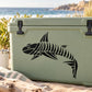 Shark skeleton decal on light green cooler
