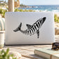 Turning skeleton dolphin decal, black sketch-style graphic