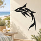 Abstract black shark decal sticker on light wall