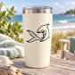 White insulated tumbler with black white-tip shark decal