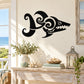 Abstract black shark wall decal with swirling details and open mouth