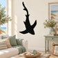 Diving shark wall decal silhouette in solid black