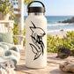 White insulated bottle with black tribal shark decal