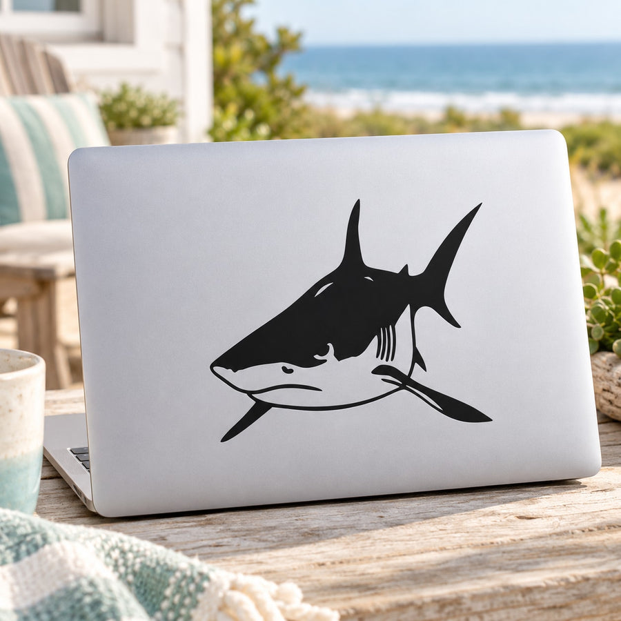 Shark decal sticker with black ocean lurker shark design