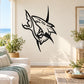 Black and white shark head wall decal with stylized razor design