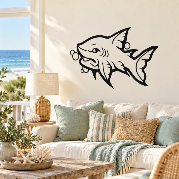 Kids shark decal with two black cartoon sharks facing each other