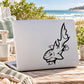 Shark and bubbles decal with black cartoon shark on light surface