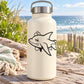 White kids water bottle with smiling shark sister decal