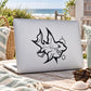 Smiling tough shark decal with bold black outline, kid-friendly style